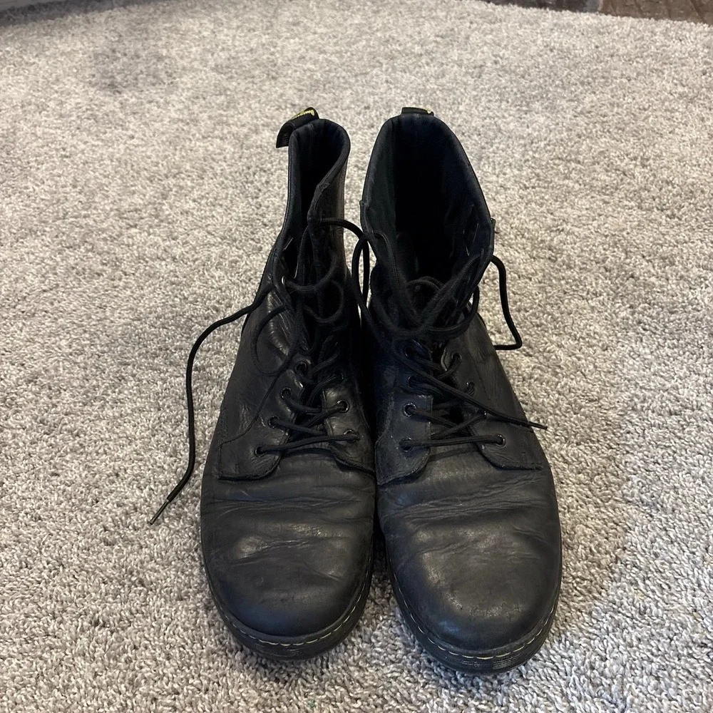 Dr. Martens Combs Leather Black Combat Boots Mens Sz 13 AW004 Air Wair Lace Up